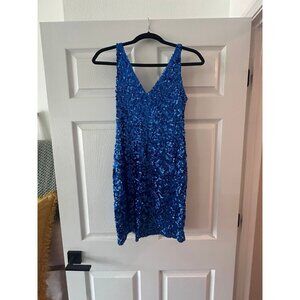 Blue Sequin Mini Dress